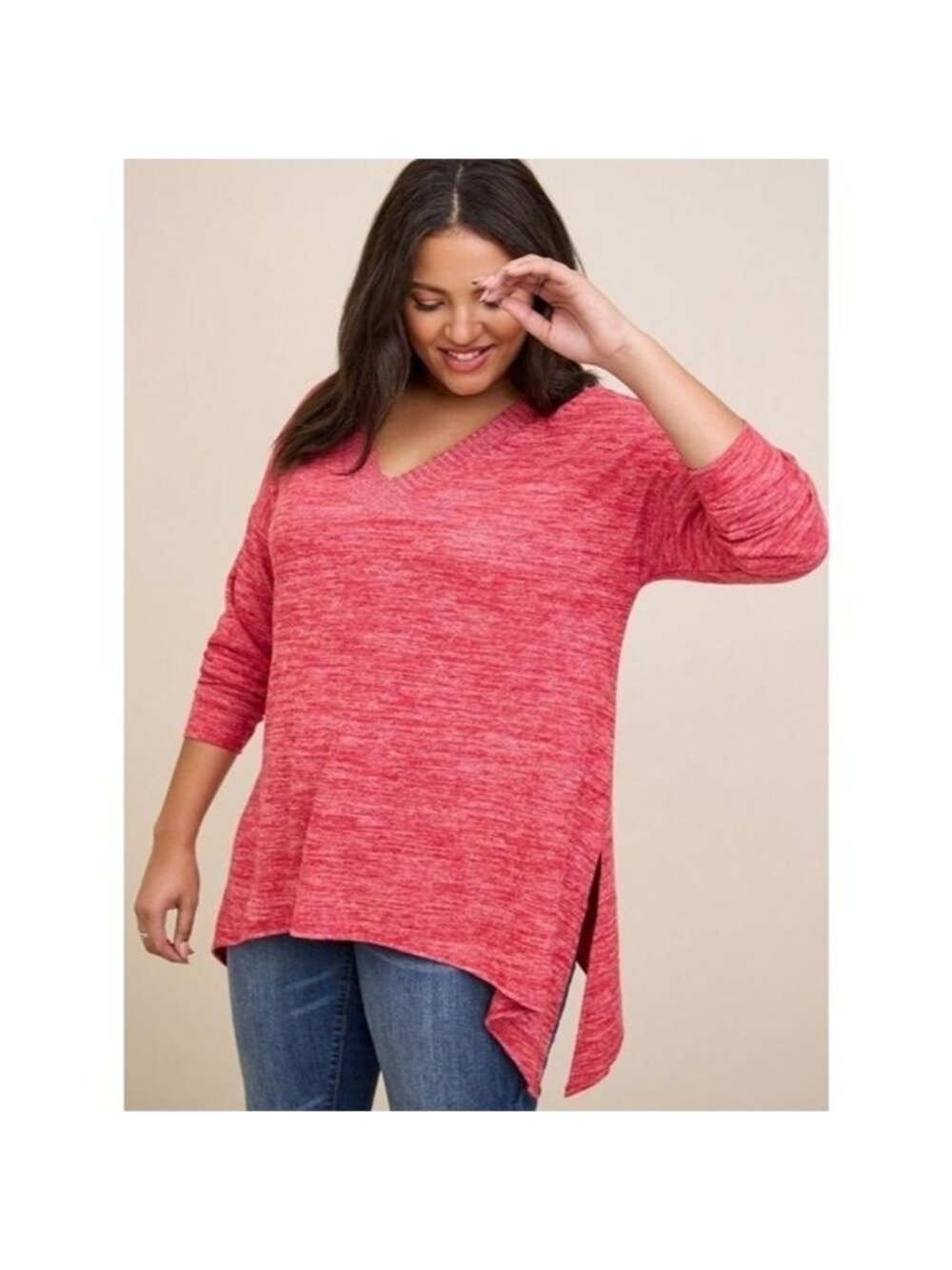 Torrid Super Soft Knits Ted V-Neck Tunic Top Sweater 3/4 Sleeves Plush Size 5X